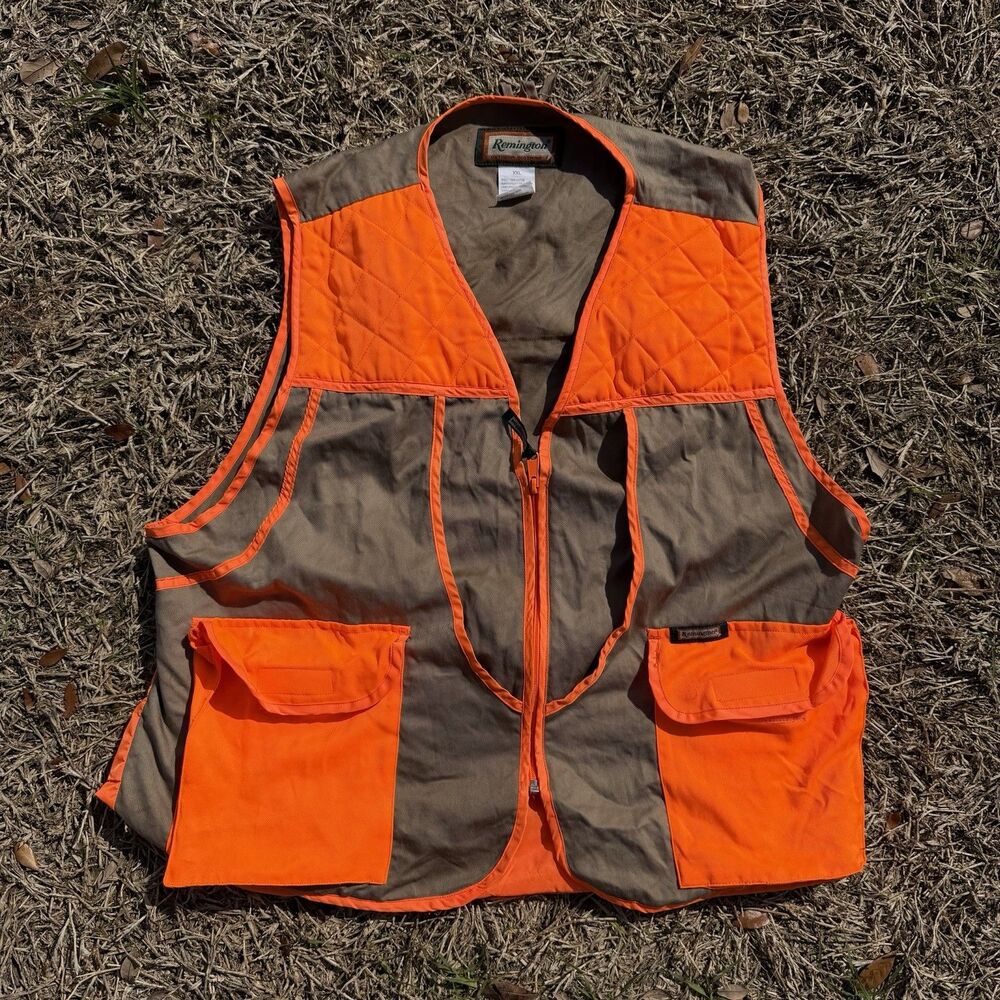 Remington Hunting Vest Orange & Tan 2XL Zip Up And Pockets